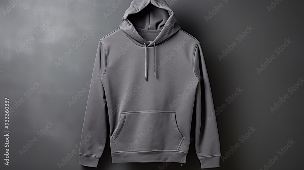 Dark grey hoodie mockup on mannequin against grey background for fashion apparel design showcase Dark grey hoodie mockup on mannequin against grey background for fashion apparel design showcase