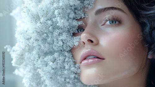 Closeup of a woman's face w...