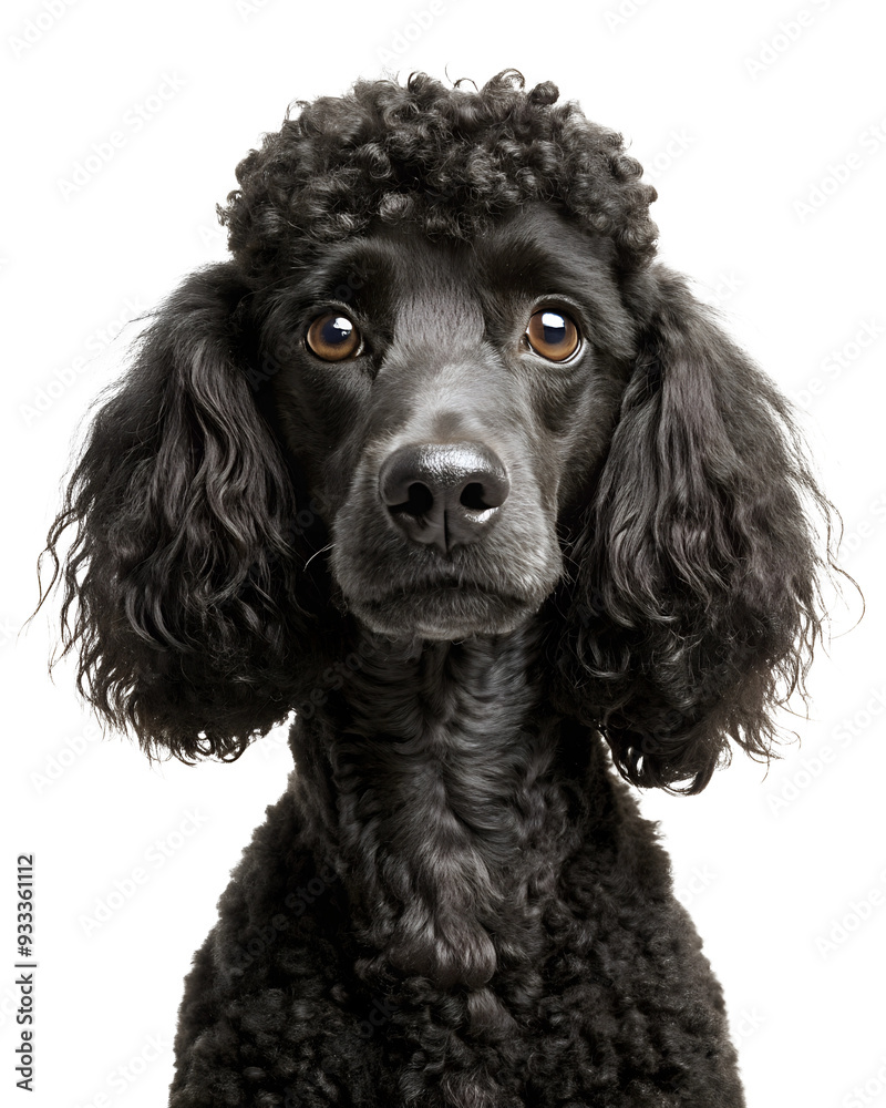 Scared worried black poodle isolated on transparent background Scared worried black poodle isolated on transparent background