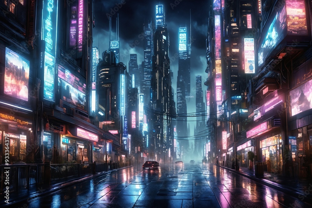 Obraz premium Futuristic Cityscape at Night
