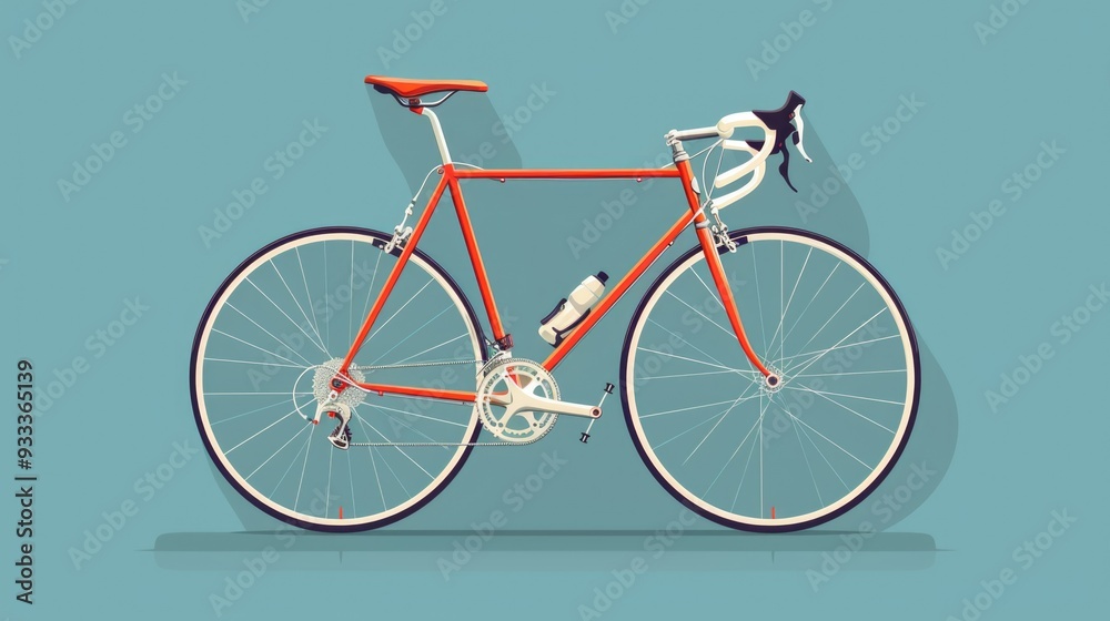 Fototapeta premium A dog sitting on the front wheel of a bicycle, ready for a ride