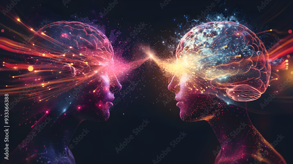 Visual Representation of Telepathic Communication Between Two Minds Visual Representation of Telepathic Communication Between Two Minds