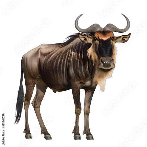 [Transparent Background PNG]Wildebeest standing on a white background