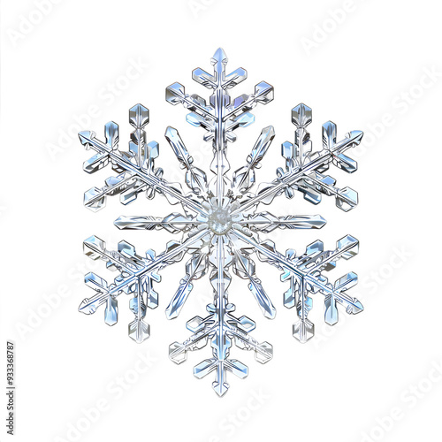 [Transparent Background PNG]Macro Photography of a Single Snowflake