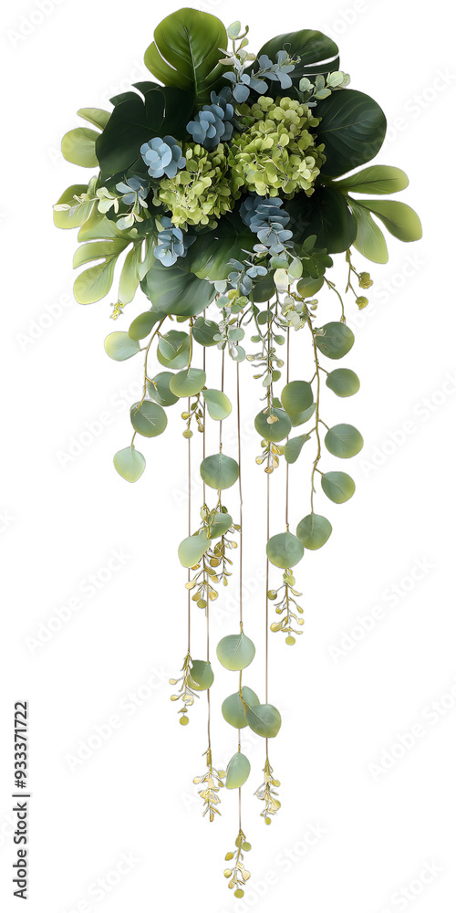 Fototapeta premium [Transparent Background PNG]Green Leaves Hanging on White Background