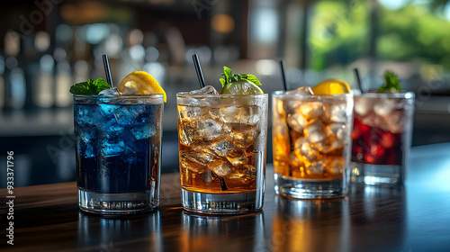 Four refreshing cocktails w...