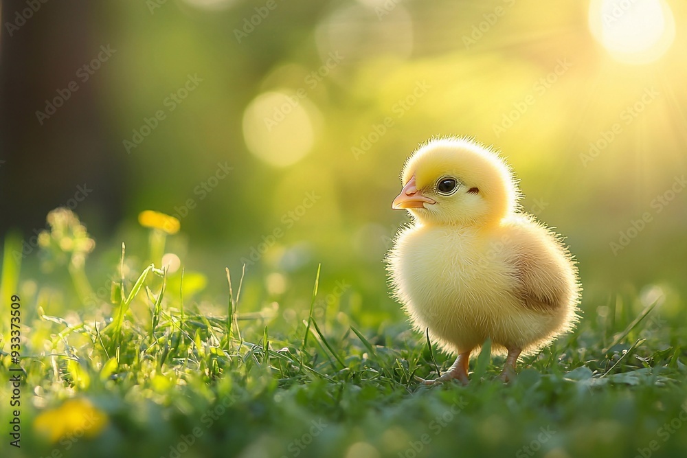 Baby chick on green grass
Baby chick on green grass