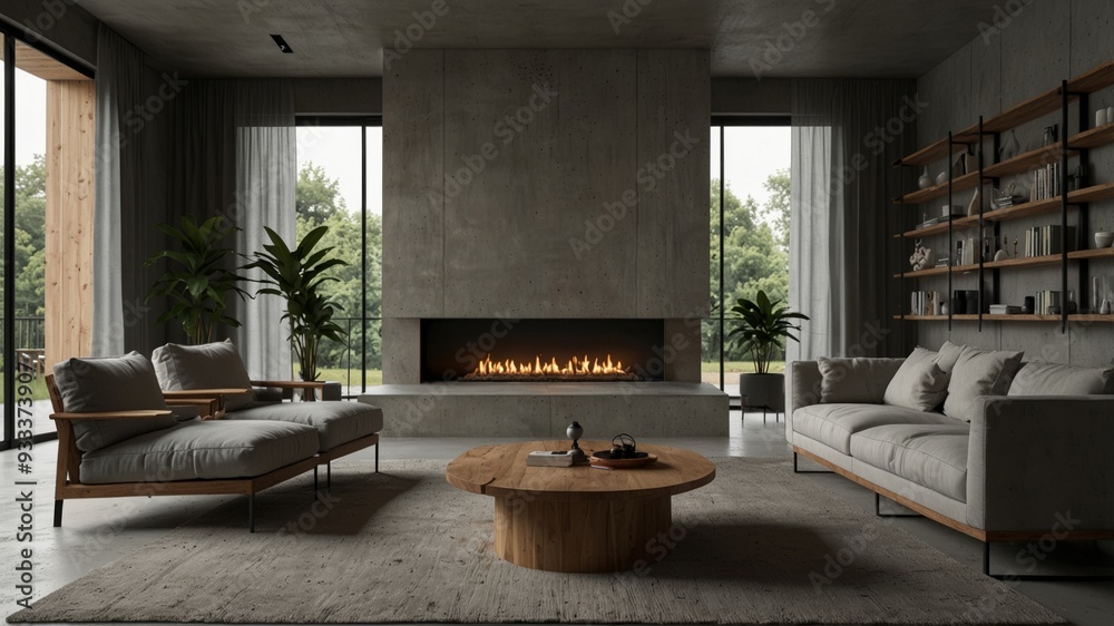 minimalist modern living room that combines concrete and wood elements minimalist modern living room that combines concrete and wood elements