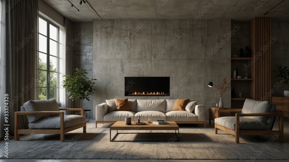minimalist modern living room that combines concrete and wood elements minimalist modern living room that combines concrete and wood elements