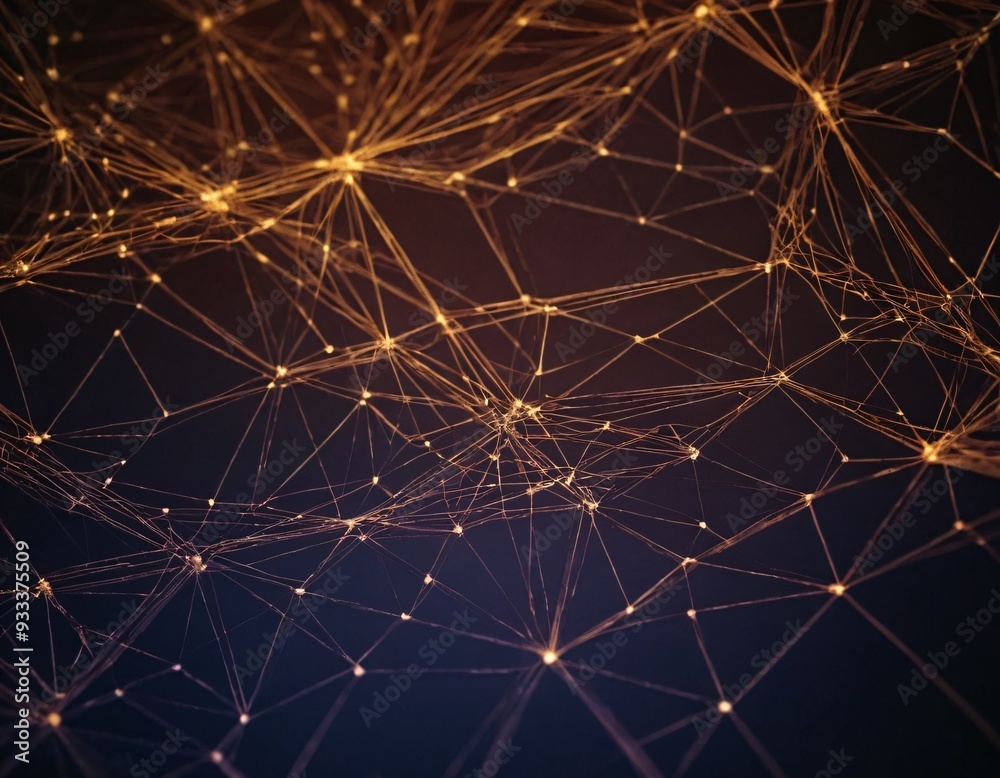 Fototapeta premium Abstract Polygonal Network: Interconnected Lines and Nodes in a Digital Web. Ai generated image.