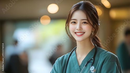 Smiling female doctor weari...