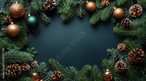 Christmas Ornaments and Pine Branches