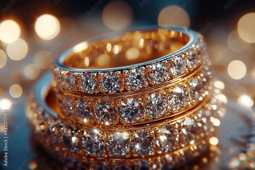 Showcase of High-End Gold Jewelry and Sparkling Diamond Rings