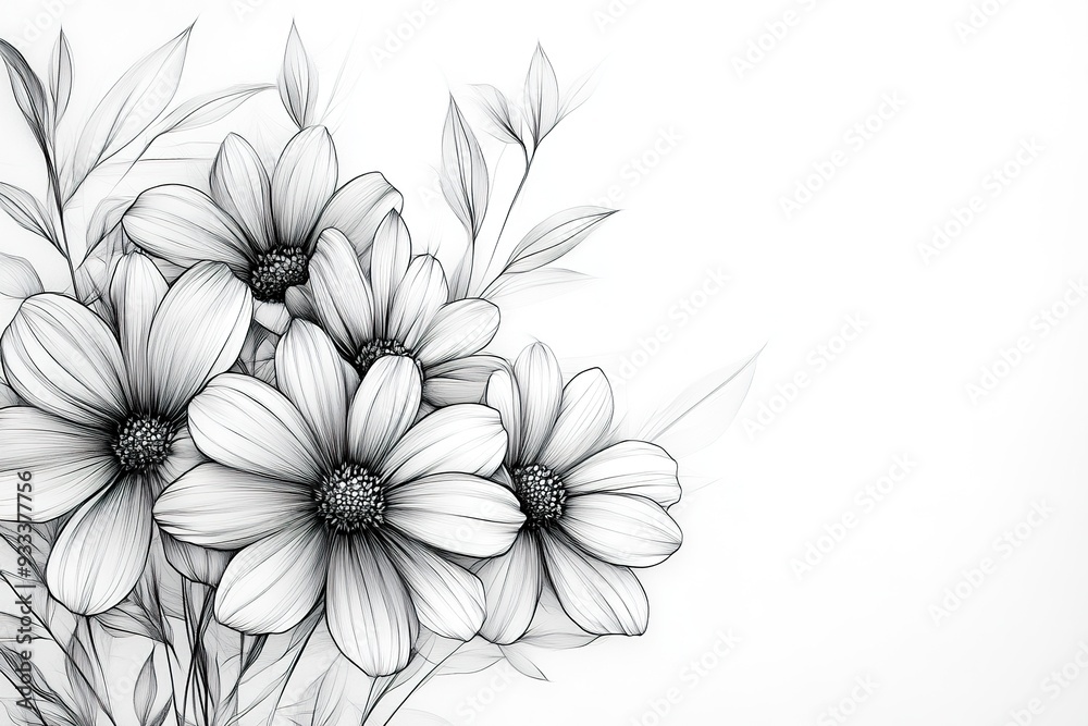 custom made wallpaper toronto digitalsimple flowers line art isolated on white background