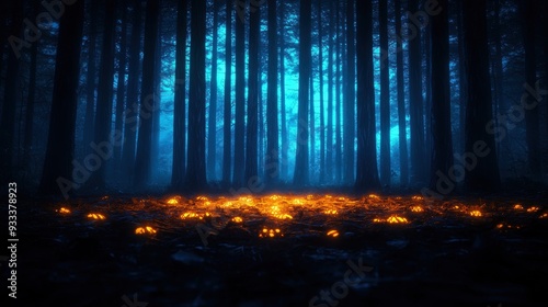 Wallpaper Mural Eerie Haunted Forest Clearing with Rising Spirits in Moonlight - Ultra HD Torontodigital.ca