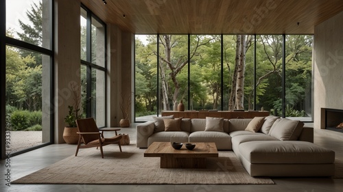 minimalist modern living room that incorporates natural elements