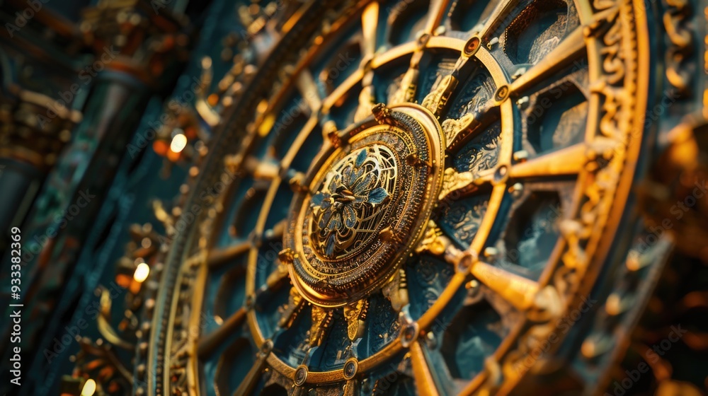 Obraz premium A close-up shot of a clock on a building wall, providing a detailed view of the clock's face and surroundings