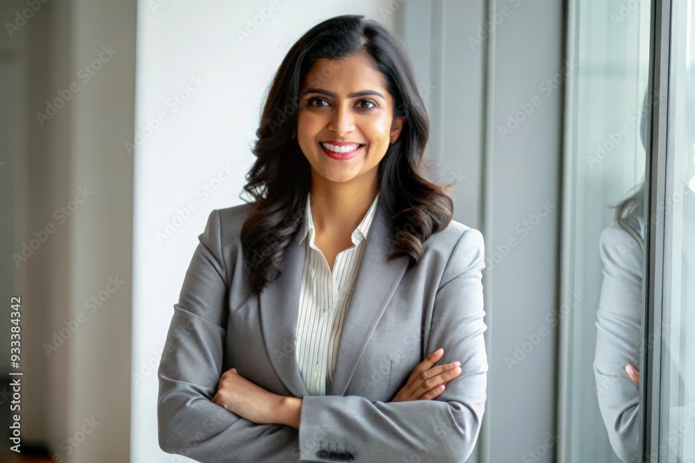 Smiling Indian Businesswoman - A stylish Indian woman with a warm smile, dressed in business attire, in an office environment.
Smiling Indian Businesswoman - A stylish Indian woman with a warm smile, dressed in business attire, in an office environment.
