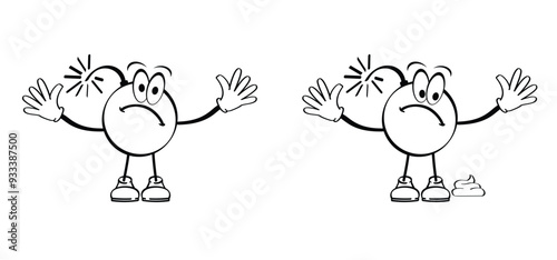 Deadline mascot, cartoon character. Boom icon. vector explosion, bomb for deadline sign. Conflict, explosive, weapon personages with faces. Dead line day icon. Business, speed, time concept. 