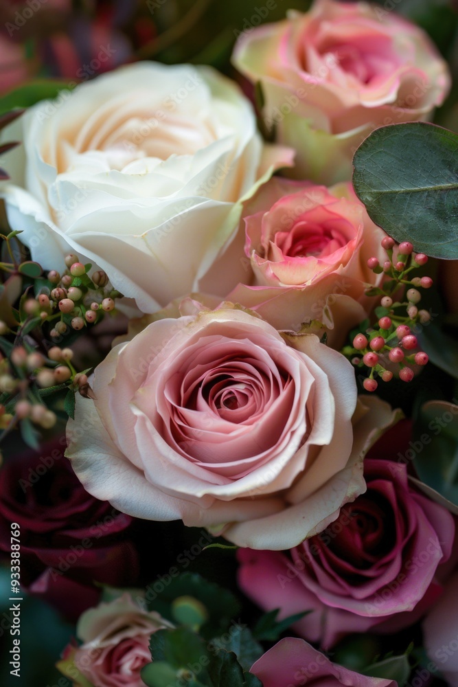 A detailed view of a cluster of colorful flowers, perfect for showcasing or editorial use A detailed view of a cluster of colorful flowers, perfect for showcasing or editorial use
