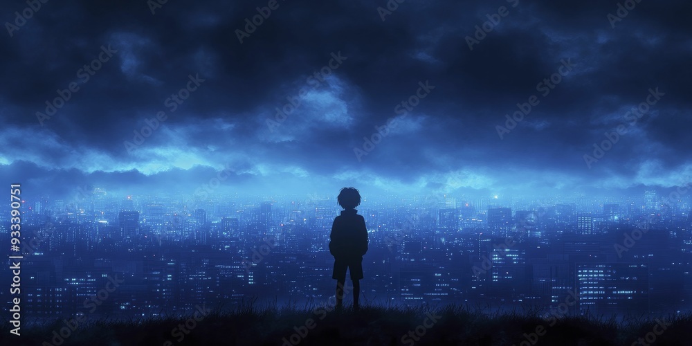 Fototapeta premium Anime Fantasies in Silhouette Transporting Fans to Imaginative Worlds of Creativity