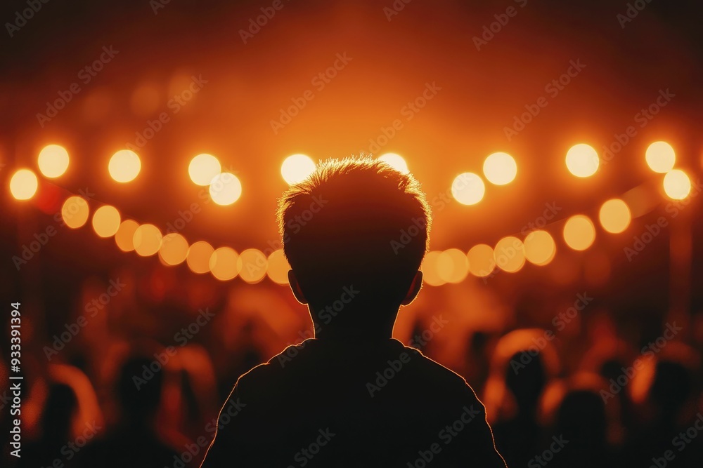 The excitement of a street fair captured in silhouettes as friends enjoy music, food, and games in a vibrant setting The excitement of a street fair captured in silhouettes as friends enjoy music, food, and games in a vibrant setting