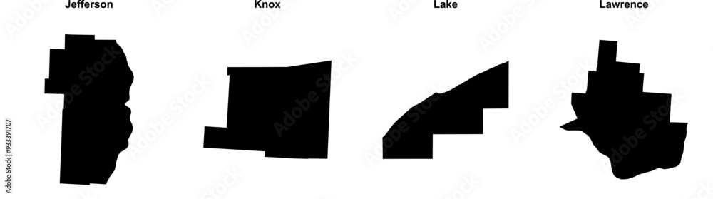 Jefferson, Knox, Lake, Lawrence outline maps Jefferson, Knox, Lake, Lawrence outline maps