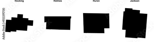 Hocking, Holmes, Huron, Jackson outline maps