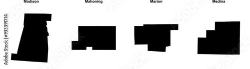 Madison, Mahoning, Marion, Medina outline maps