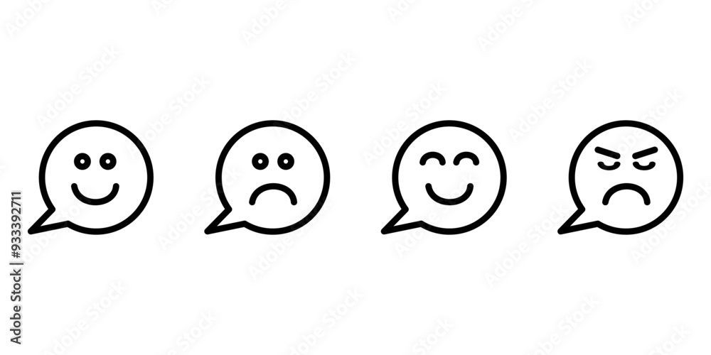 Emoticons set. Emoji faces set. Flat style emoji. Happy and sad emoji. Smiling face lines . Face angry. Emoticons set. Emoji faces set. Flat style emoji. Happy and sad emoji. Smiling face lines . Face angry.
