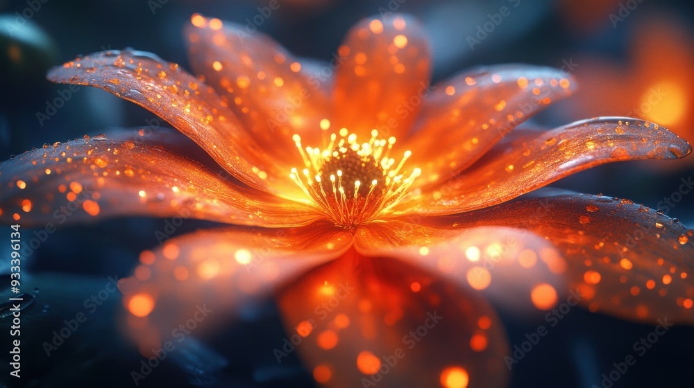 Glowing Flower with Dew Drops Glowing Flower with Dew Drops