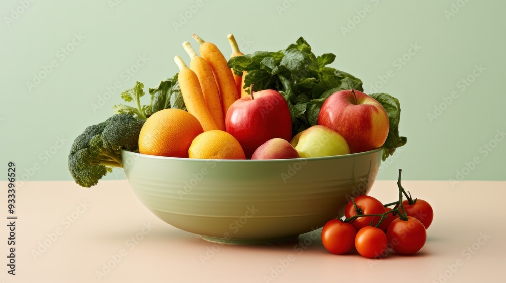 A bowl filled with fresh fruits and vegetables A bowl filled with fresh fruits and vegetables