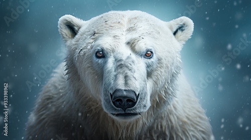 A close-up portrait of a polar bear, its piercing blue eyes and soulful gaze capturing the essence of the Arctic photo