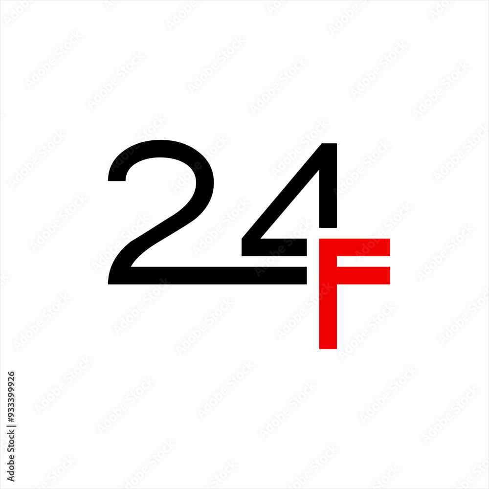 Unique modern 24 F number logo design. Unique modern 24 F number logo design.