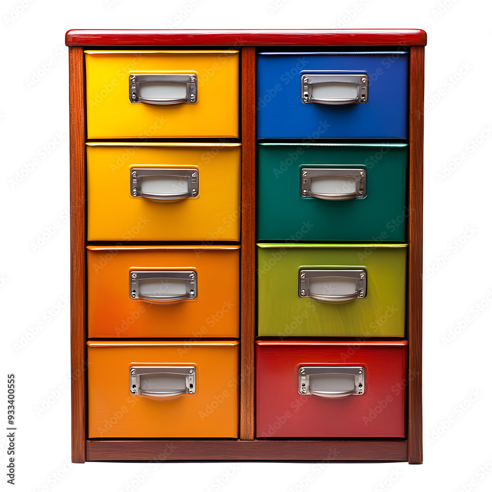 Colorful Filing Cabinet on white and transparent background Colorful Filing Cabinet on white and transparent background