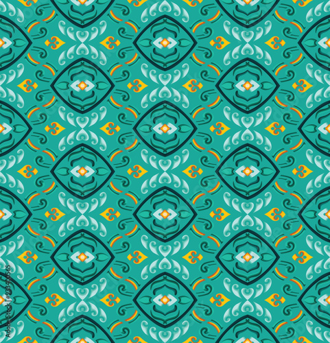 seamless pattern, ikan, indian pattern,detailed, vintage geometric floral seamless pattern, batik, geometric, tribal, print, vector