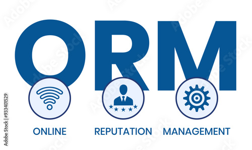 Online Reputation Management acronym. ORM refers to the influencing and controlling of an individual's or group's reputation. Vector Illustration Concept