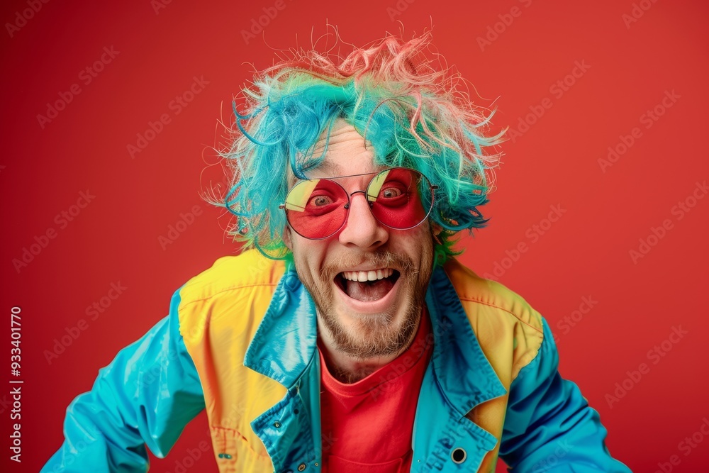 Stylish young man trendy colorful hair looks extremely spirited. Young man exudes happy confident vibes vivid stylish hair. Embracing individuality vibrant colors and unique style. Stylish young man trendy colorful hair looks extremely spirited. Young man exudes happy confident vibes vivid stylish hair. Embracing individuality vibrant colors and unique style.