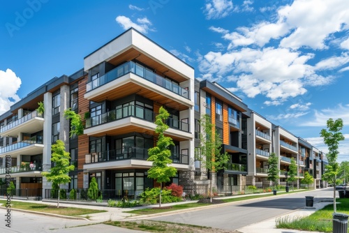 High-rise apartment building with many windows and modern architecture, suitable for use in urban planning or cityscape images