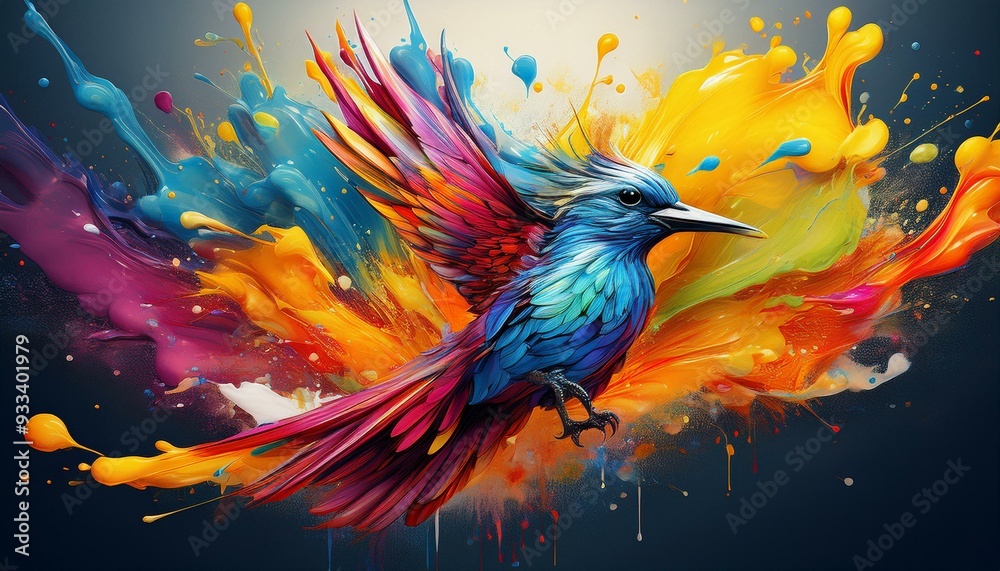 Fototapeta premium Colorful bird power, rebirth