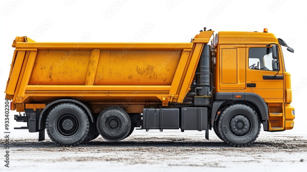 Yellow Dump Truck on White Background Yellow Dump Truck on White Background