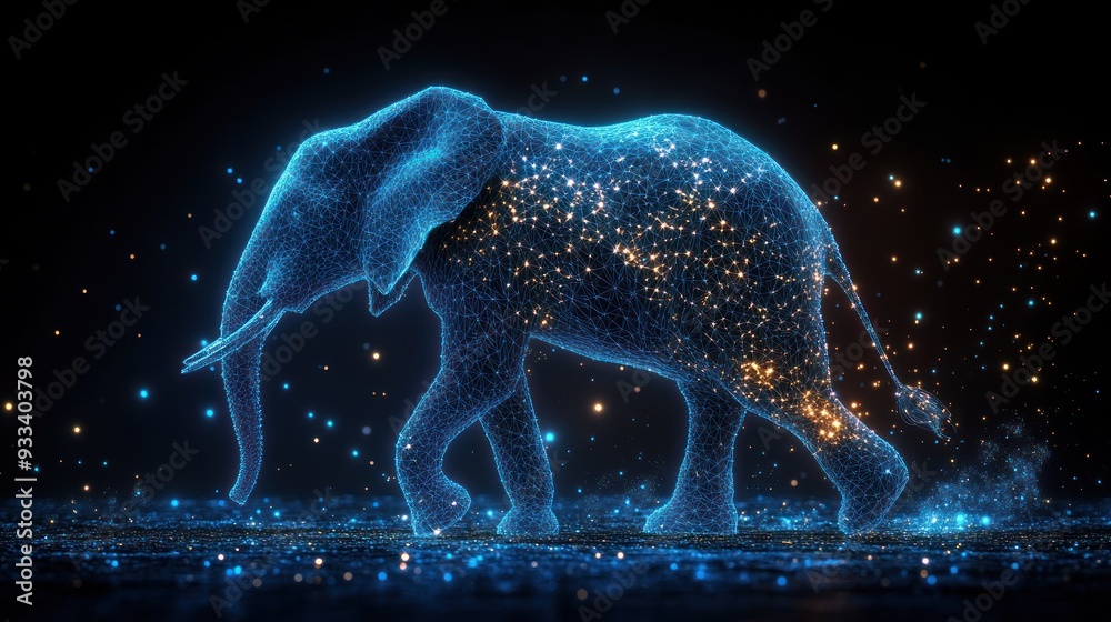 Digital Elephant Walking Through a Galaxy of Stars Digital Elephant Walking Through a Galaxy of Stars