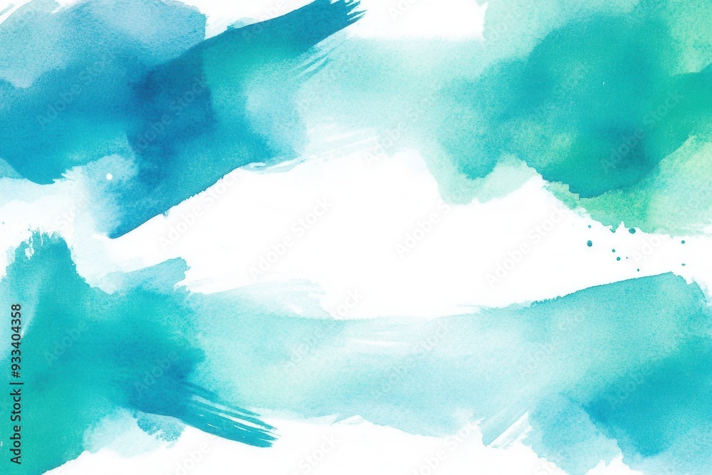 Obraz premium Abstract watercolor background with blue and green brush strokes. Artistic and serene composition.