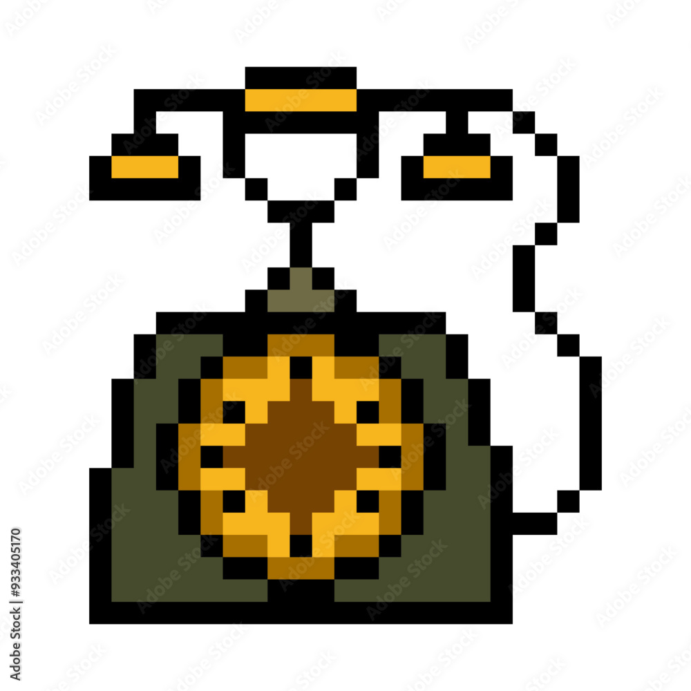 Obraz premium Vintage old telephone in pixel art style