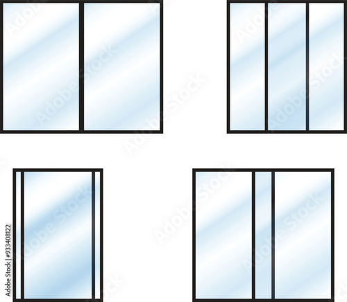 sliding glass door illustration or clipart sample isolated on transparent background.
