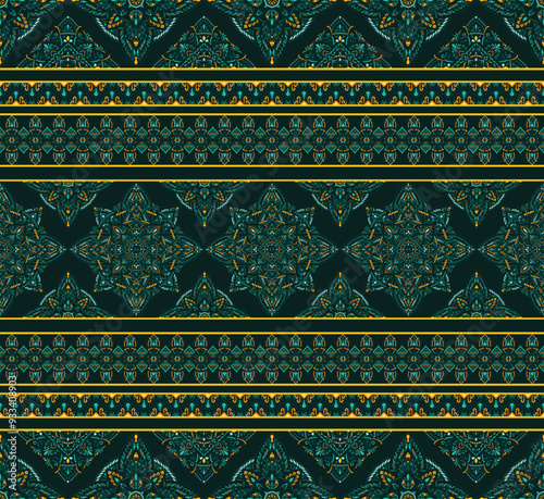 seamless pattern, ikan, indian pattern,detailed, vintage geometric floral seamless pattern, batik, geometric, tribal, print, vector