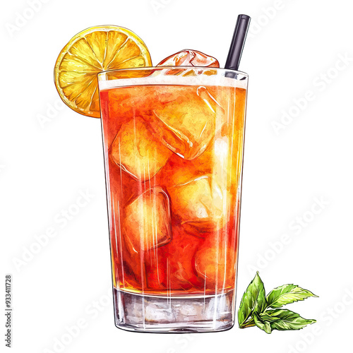 rum punch cocktail clip art isolated on white background