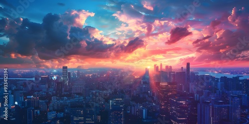 Sunset in the city background