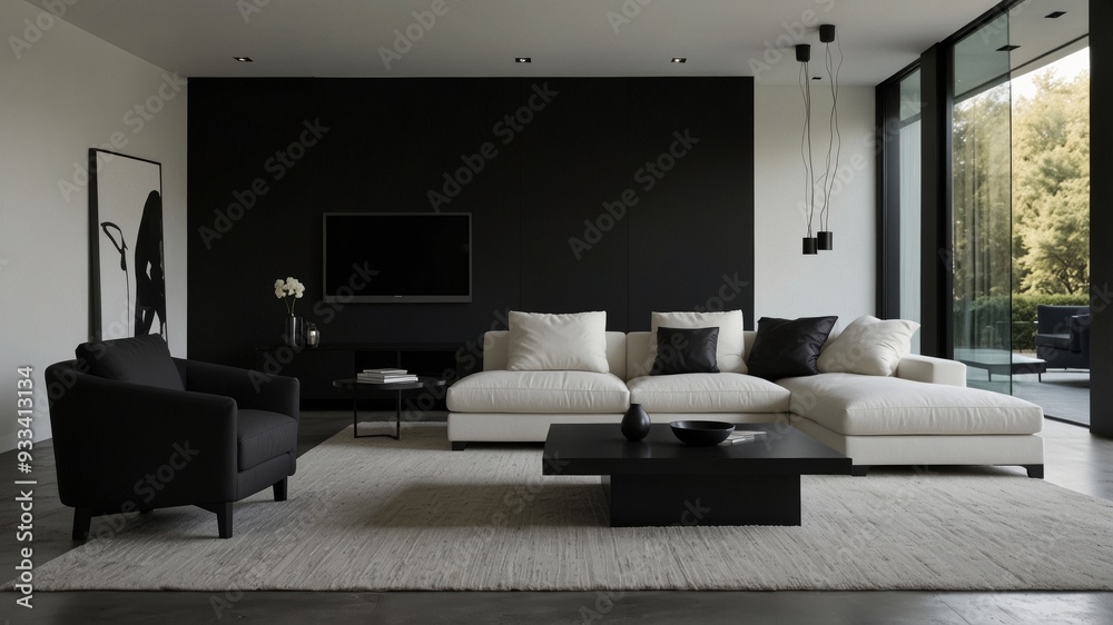 minimalist modern living room with black accents minimalist modern living room with black accents
