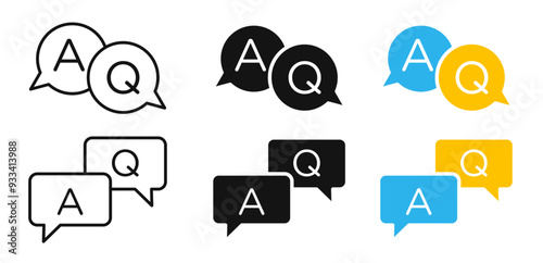 Comment question line icon set. faq line icon. question and answer pictogram. inquire bubble. ask or request sign. frequently asked questions icon for Ui designs.